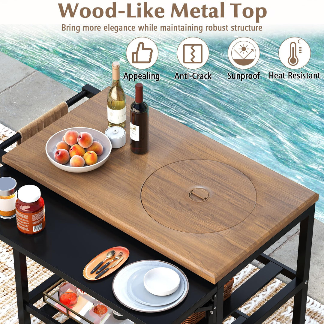 Giantex Outdoor Grill Cart with Korean BBQ Charcoal Grill