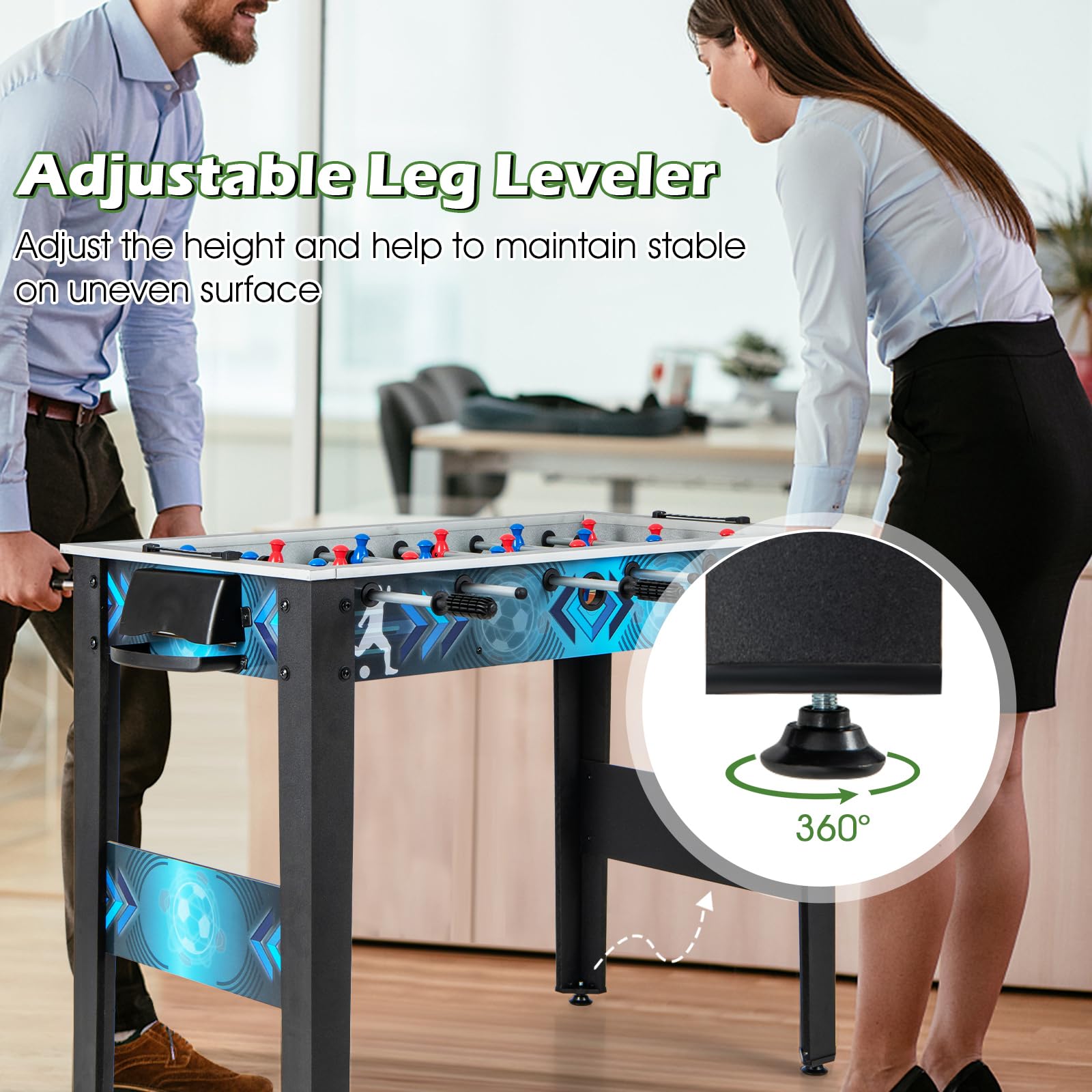 Giantex Foosball Table, 37.5" Foosball Table Adult Size, with 2 Balls, Smooth Handle
