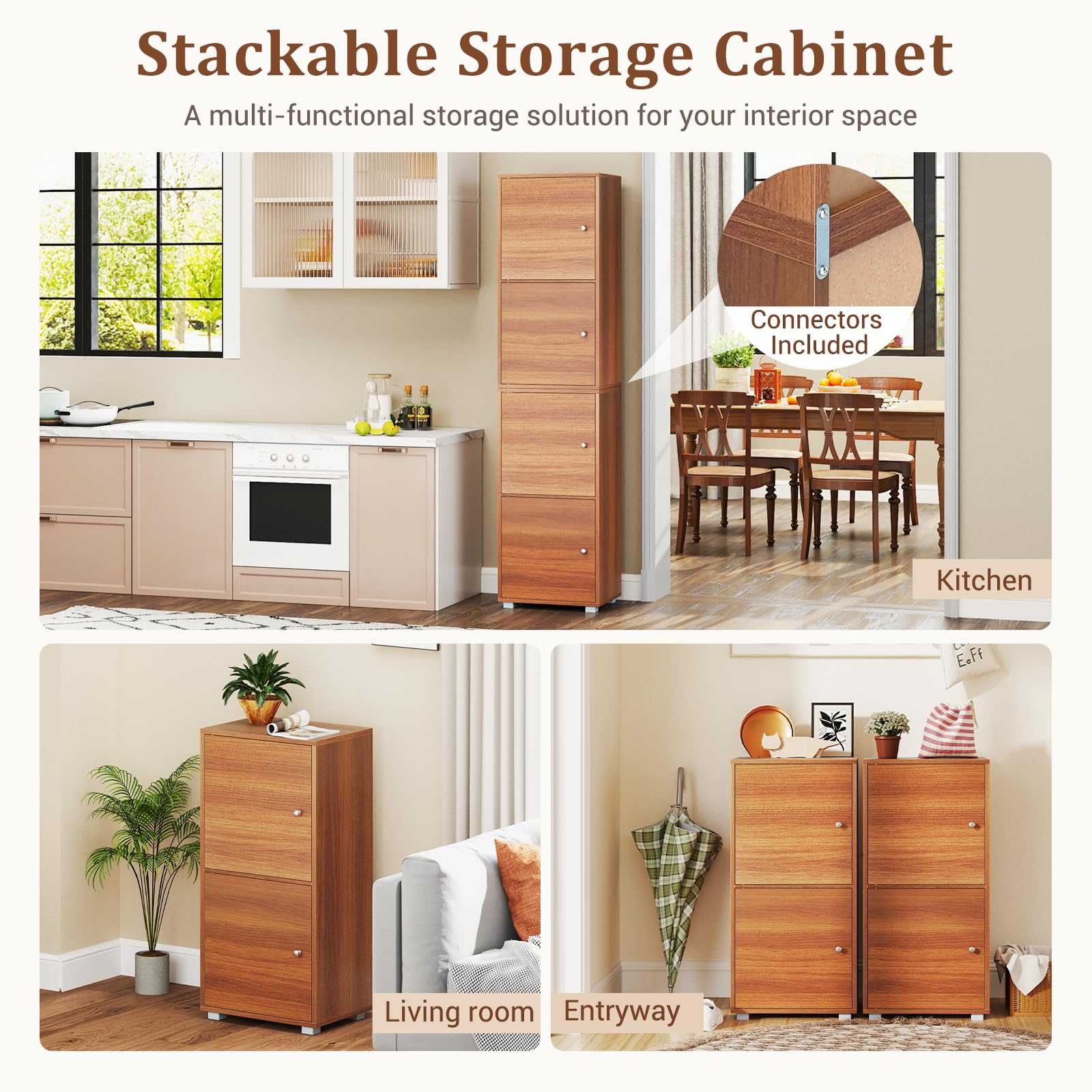 Giantex 2-Cube Stackable Storage Cabinet with 2 Single Doors