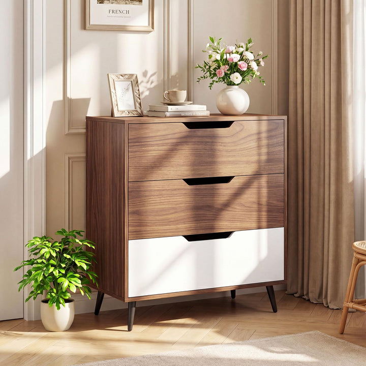 Giantex 3-Drawer Rustic Farmhouse Wooden Storage Dresser