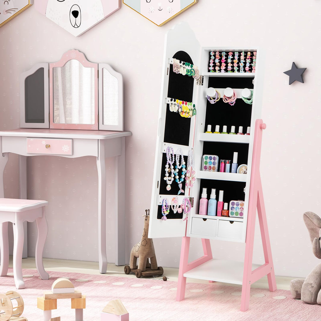 CHARMAID Kids Jewelry Organizer with Full Length Mirror