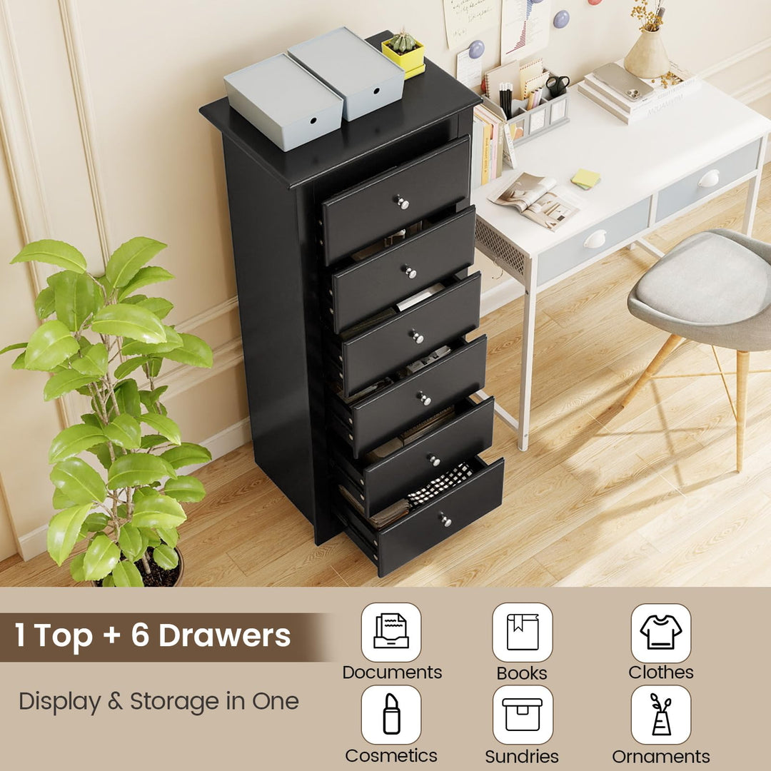 6 Drawer Chest Wooden Dresser Clothes Organizer Bedroom