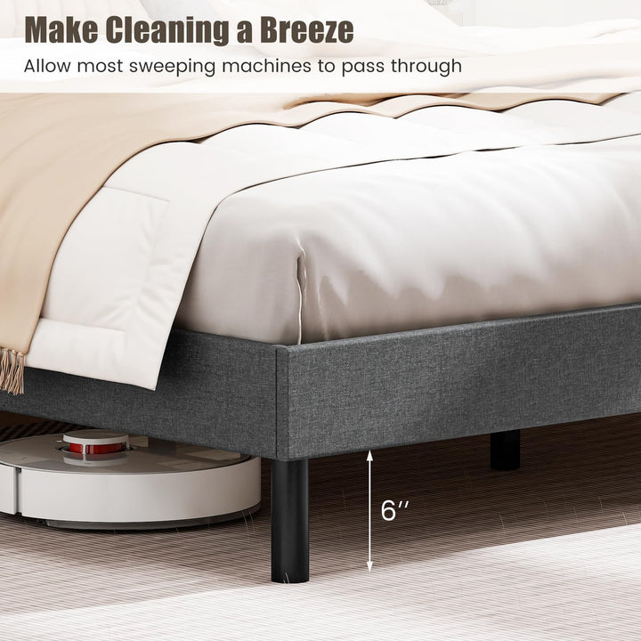 Giantex Queen Bed Frame Linen Upholstered Platform Bed with Button Tufted Headboard