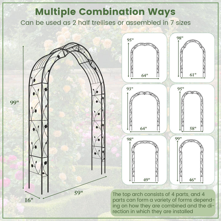 Giantex Garden Arch, 8.2 FT Metal Garden Arbor with 7 Sizes Combination and 6 Stakes