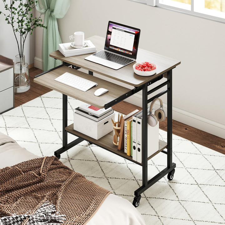 Giantex Rolling Laptop Table with Pull-out Keyboard Tray and Hooks