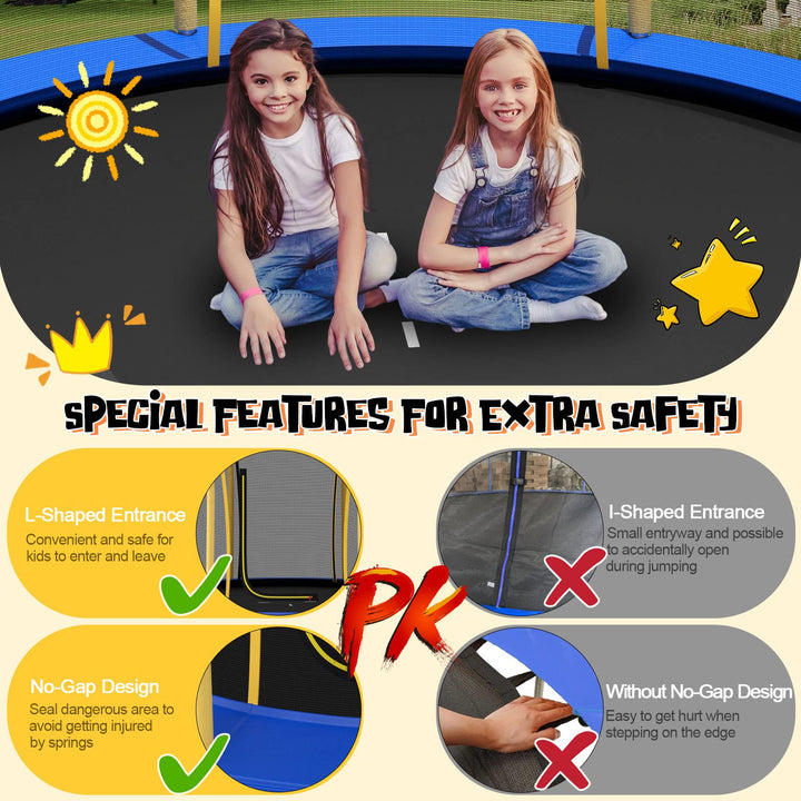Giantex 8 FT 10 FT Trampoline, ASTM Certified Recreational Trampolines with Net, Galvanized Steel Frame