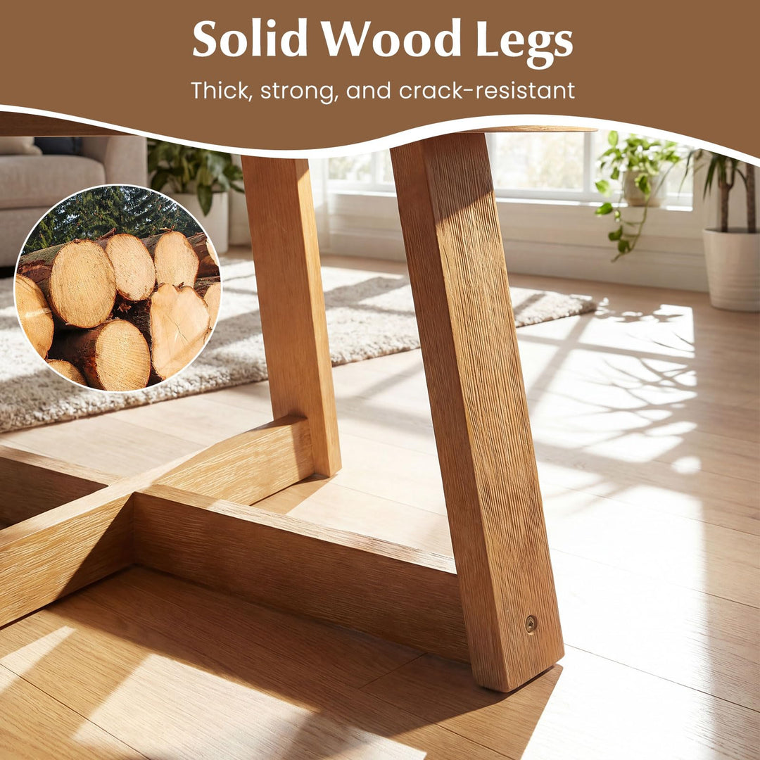 Giantex 30" Wood Center Table with Thickened Tabletop &amp; Cross-Shaped Pine Wood Frame