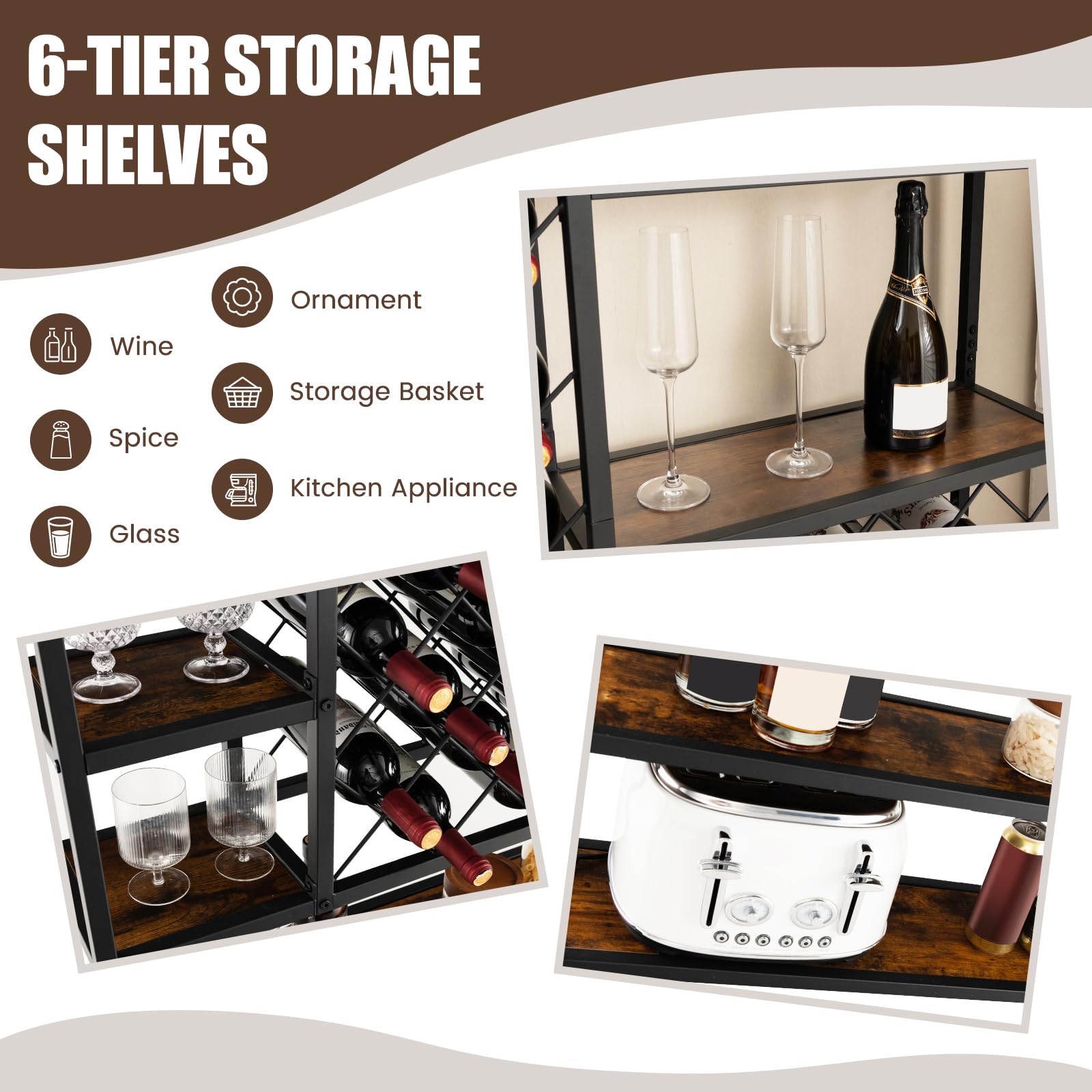 Giantex 27-Bottle Wine Rack Freestanding Floor, Industrial Metal Wine Storage Rack