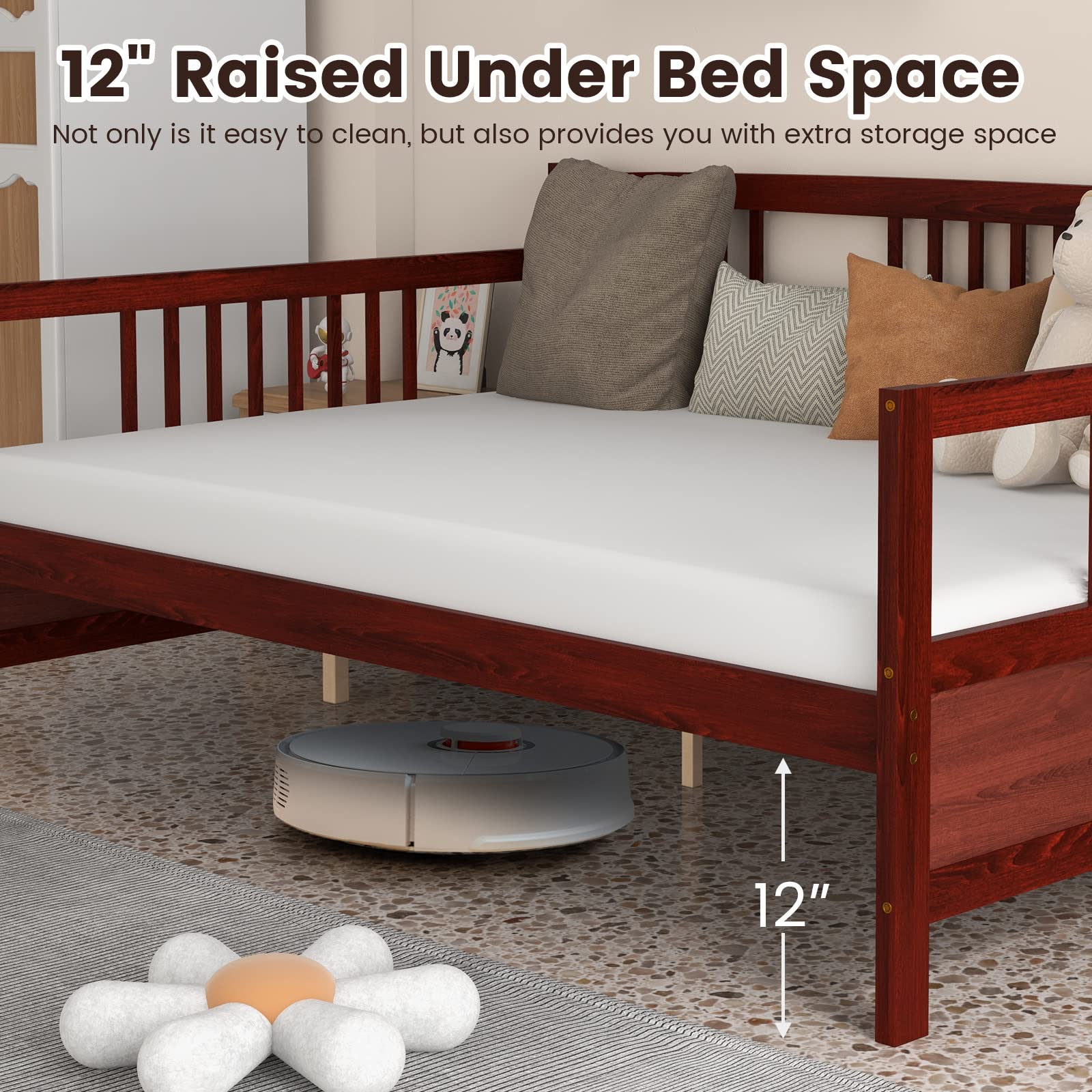 Giantex Full Size Daybed, Wooden Daybed Sofa Bed Frame with Wood Slat Support for Kids Teens (Full)