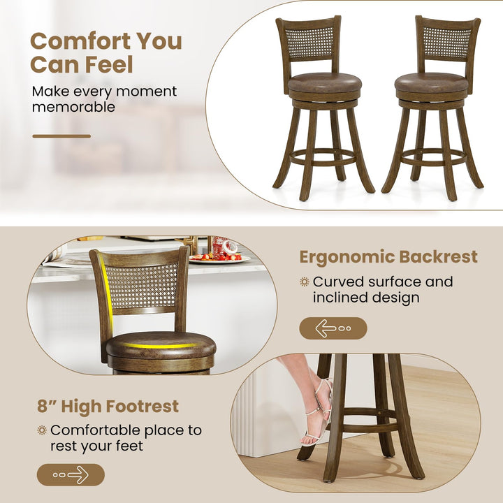 Giantex 25" Swivel Bar Stools Set of 2/4 with Footrest & Rubber Wood Frame