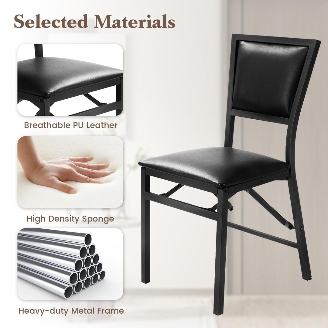 Metal Folding Chair Dining Chairs Home Restaurant Furniture - Giantex