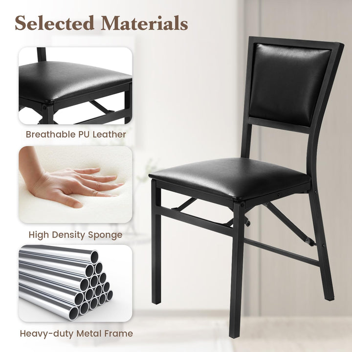 Metal Folding Chair Dining Chairs Home Restaurant Furniture - Giantex