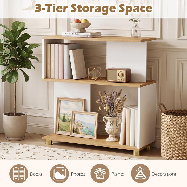 Giantex 3-Tier Geometric S Shaped Bookcase with Open Storage Shelves (1/2)