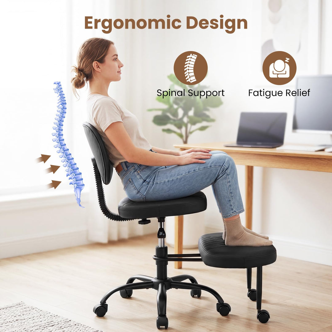 Giantex Ergonomic Criss Cross Meditation Office Chair with Wheels