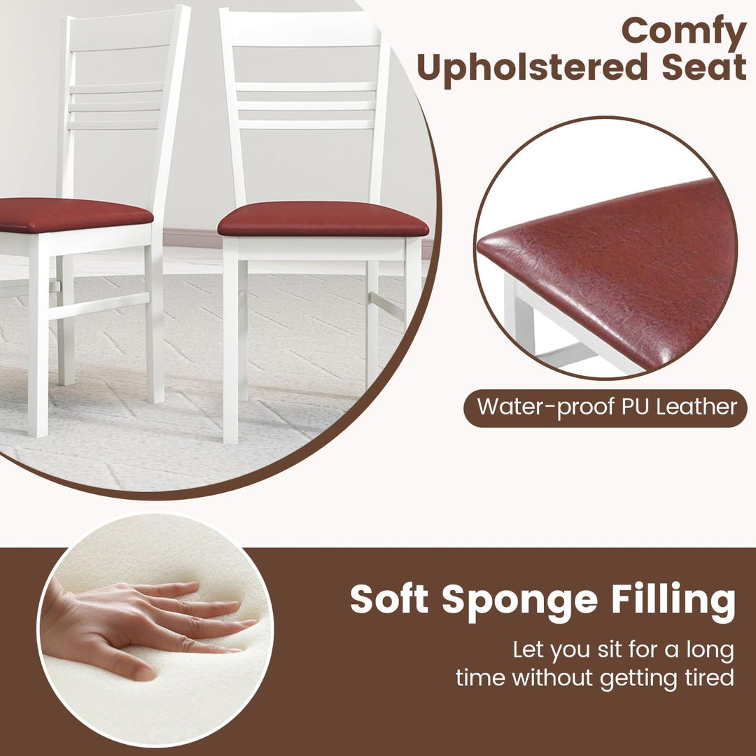 Giantex Wooden Dining Chairs Set of 2/4 Armless Kitchen Chairs w/Slat Backrest