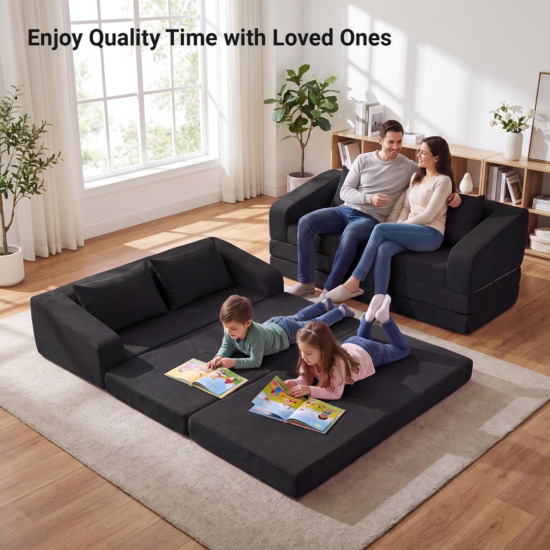 GIANTEX 61" Folding Sofa Bed | 2 in 1 Convertible Futon Couch with 2 Back Cushions