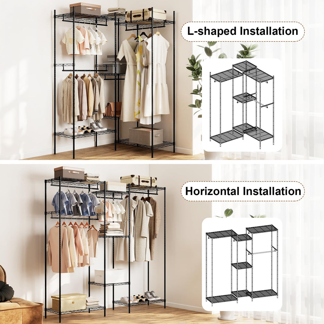 Giantex Convertible Clothes Organizer with L-shape & Horizontal Installation