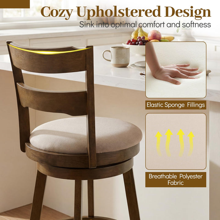 Giantex 30.5" Swivel Bar Stools Set of 2/4 with Fabric Upholstered Seat, High Back