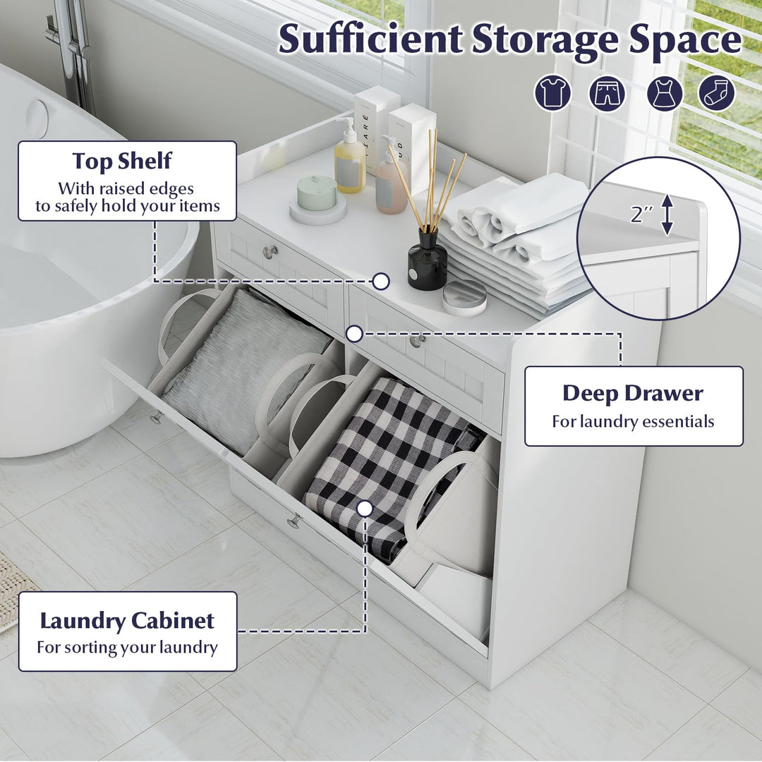 Giantex Double Tilt-Out Laundry Hamper Cabinet (31.5"x 16"x 31.5")