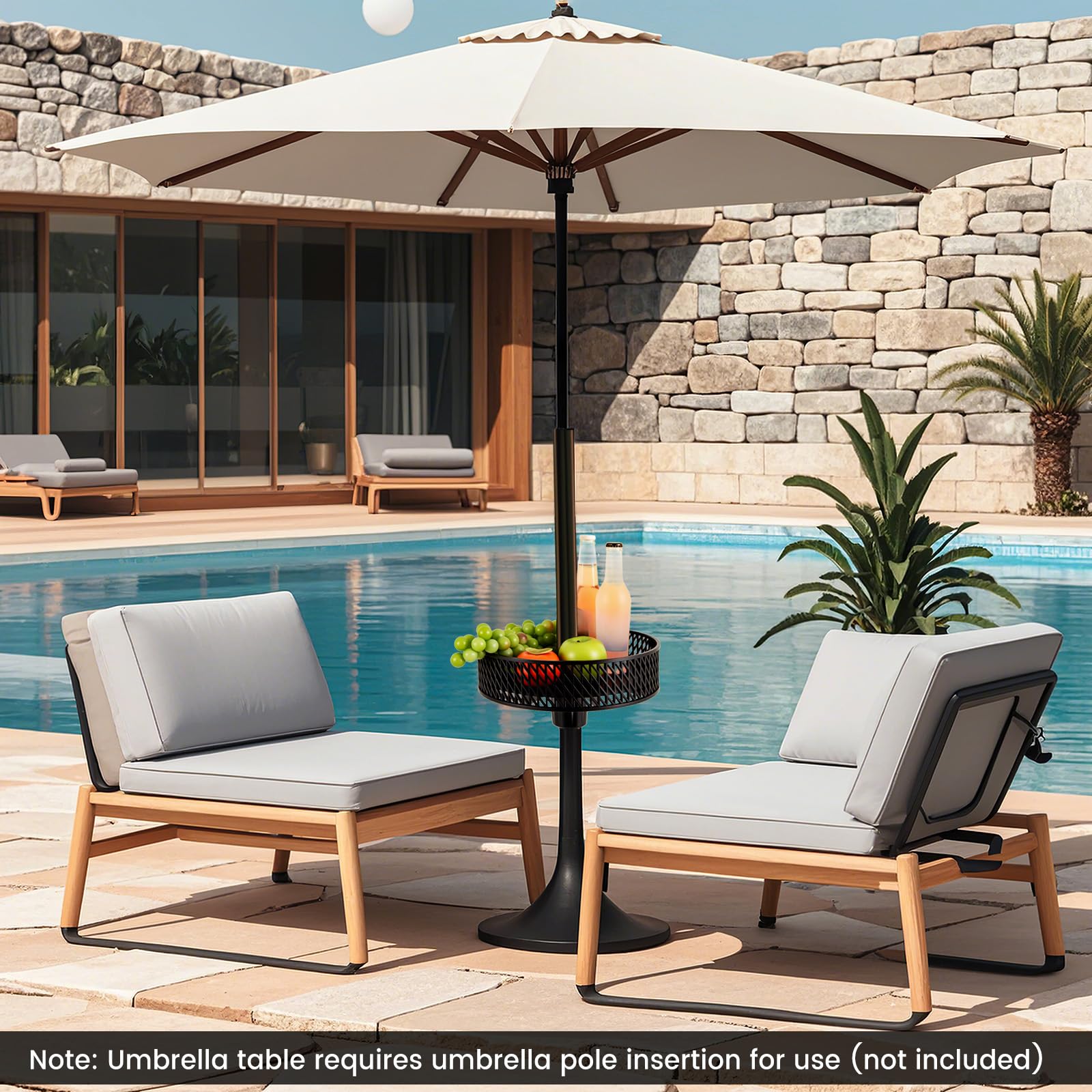 Giantex Portable Outdoor Side Table with Umbrella Hole