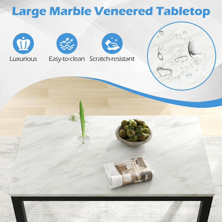 Giantex Dining Table for 4 People, 45" Rectangular Mid Century Kitchen Table with Faux Marble Tabletop