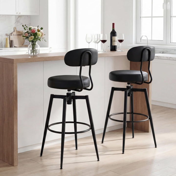 Giantex Swivel Barstools Set of 2/4 Faux Leather 31 Inch Bar Height Stools w/Upholstered Seat &amp; Back