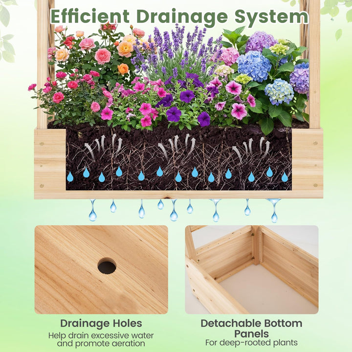 Giantex Wooden Raised Garden Bed with Trellis & Hanging Roof