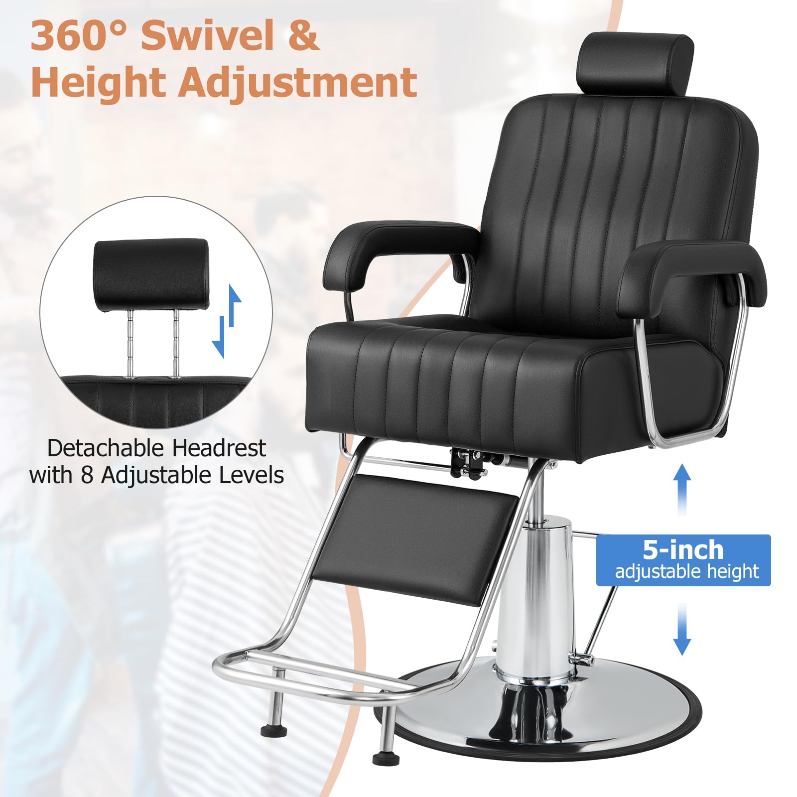 Giantex Reclining Barber Chair - Salon Chair for Hair Stylist