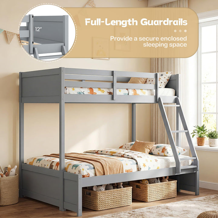 Giantex Twin Over Full Bunk Bed Wood Bunk Bed