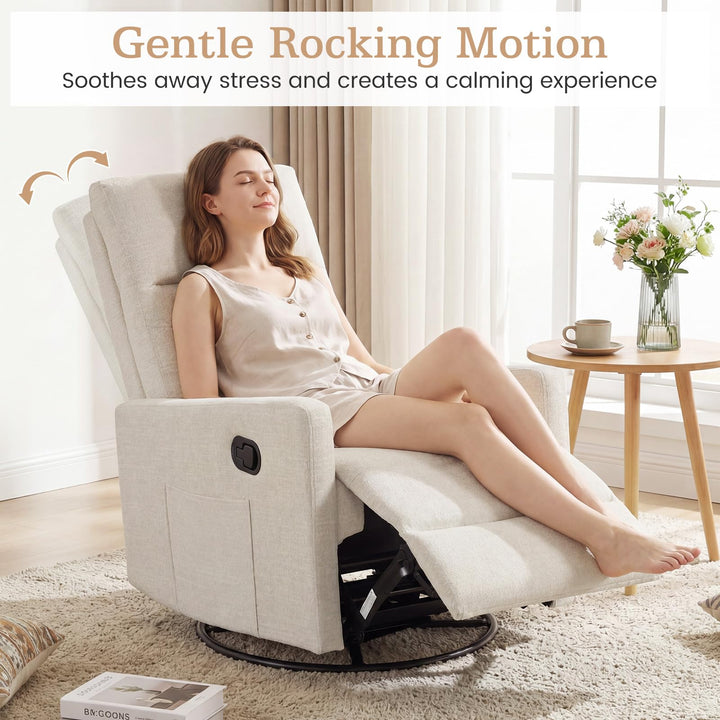 Giantex 360° Nursery Recliner Chair with Adjustable Cushioned Back
