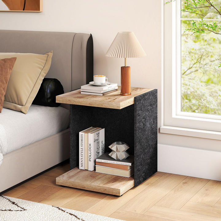 Giantex 2-Tier Sofa Side Table with Open Storage Shelf