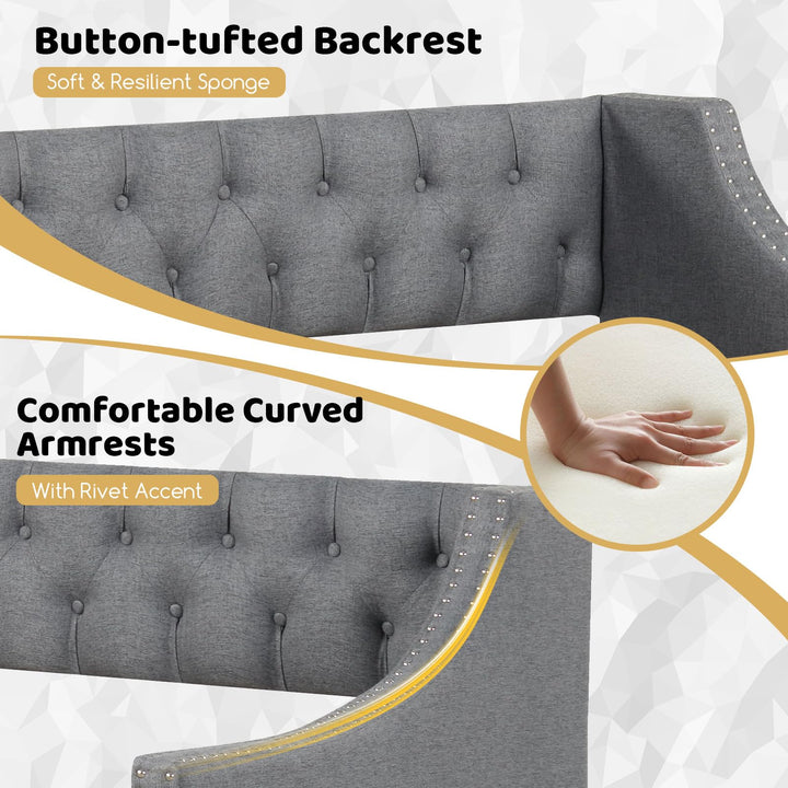 Giantex Upholstered Twin Daybed with Trundle