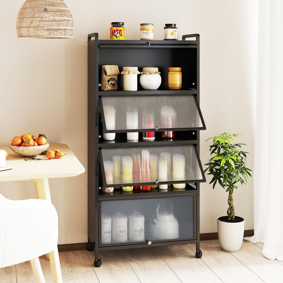 Giantex 5-Tier Freestanding Kitchen Bakers Rack with 4 Rolling Casters for Dining Room