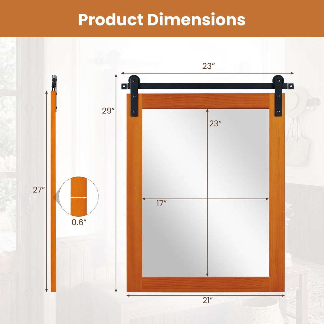GIANTEX Farmhouse Barn Door Wall Mirror for Bathroom, 29"x23"