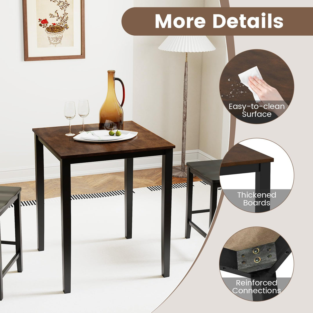 Giantex Square Dining Table with Solid Wood Frame for 2-4