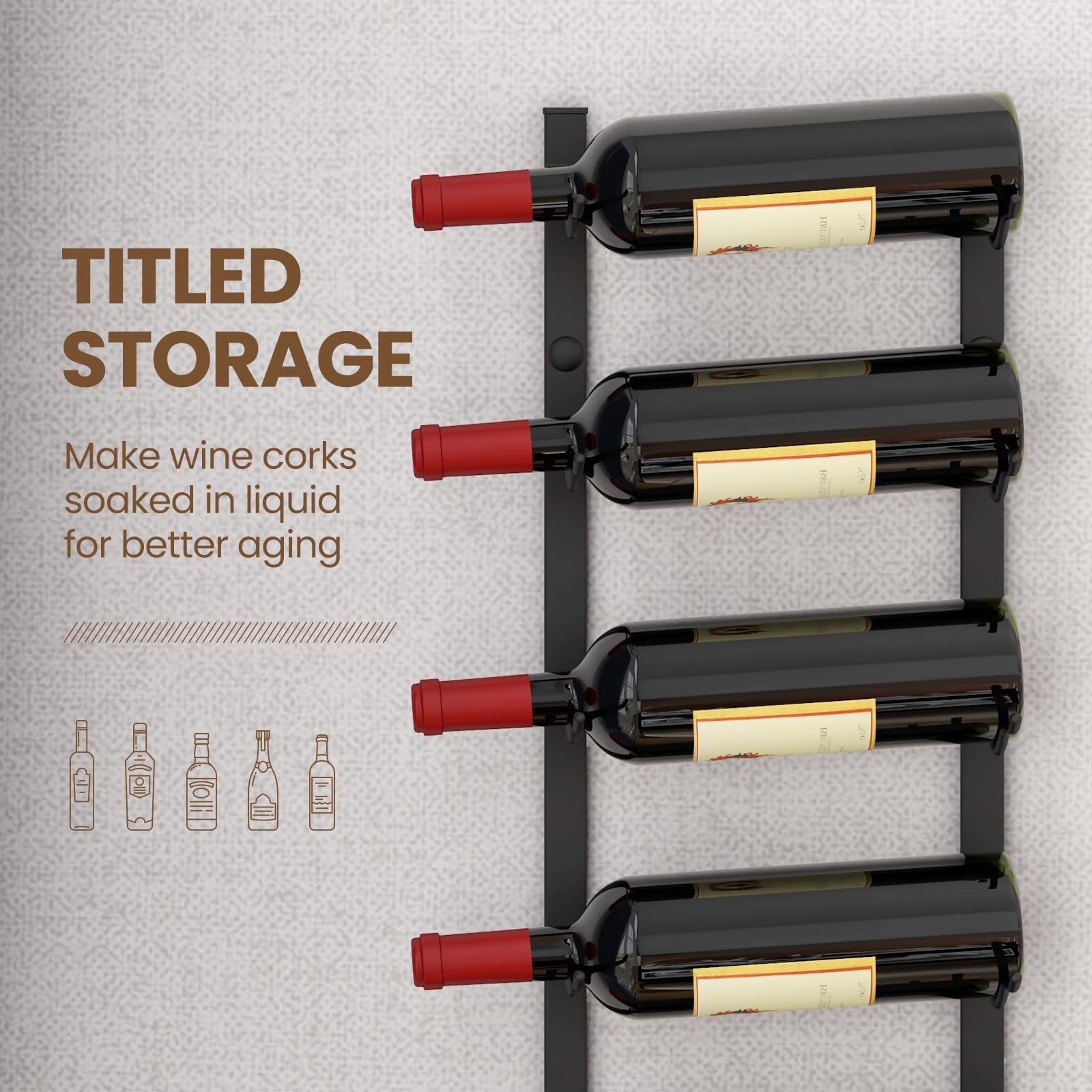 Giantex Wall Mounted Wine Rack for 9-Bottles, Metal Wall Wine Racks Organizer