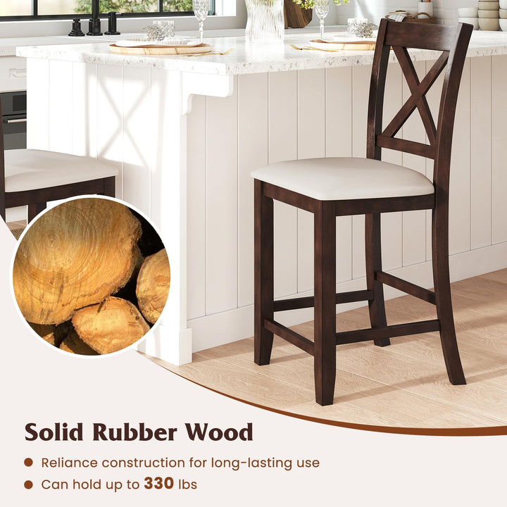 Giantex Farmhouse Counter Height Bar Stools with Footrest