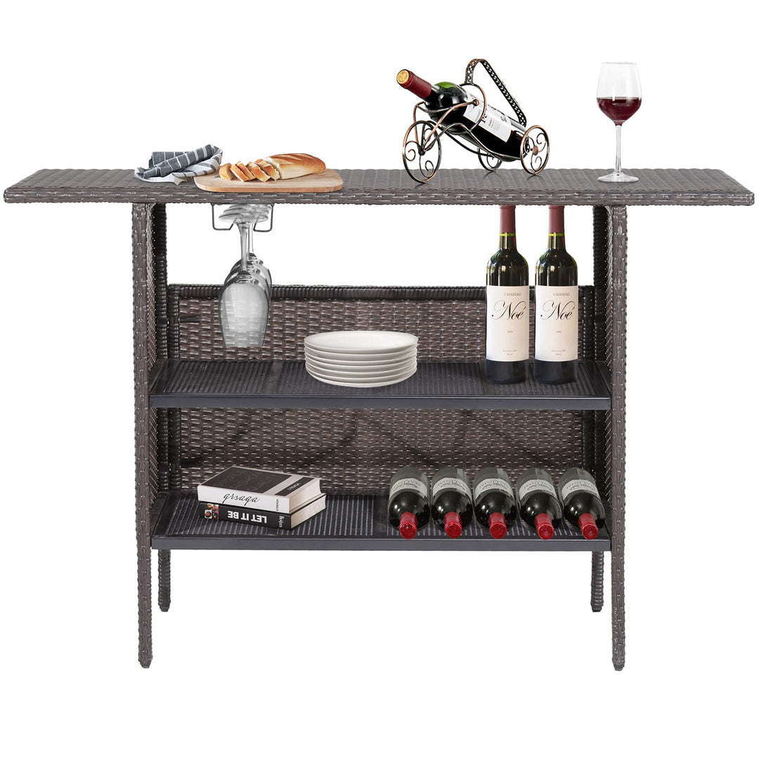 Outdoor Patio Rattan Wicker Bar Counter Table