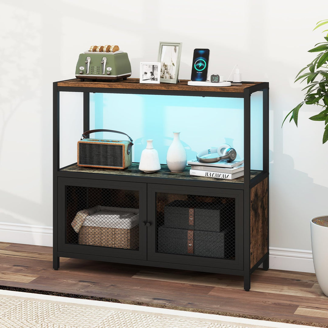 Giantex Wine Cabinet with LED Lights for Kitchen Living Room