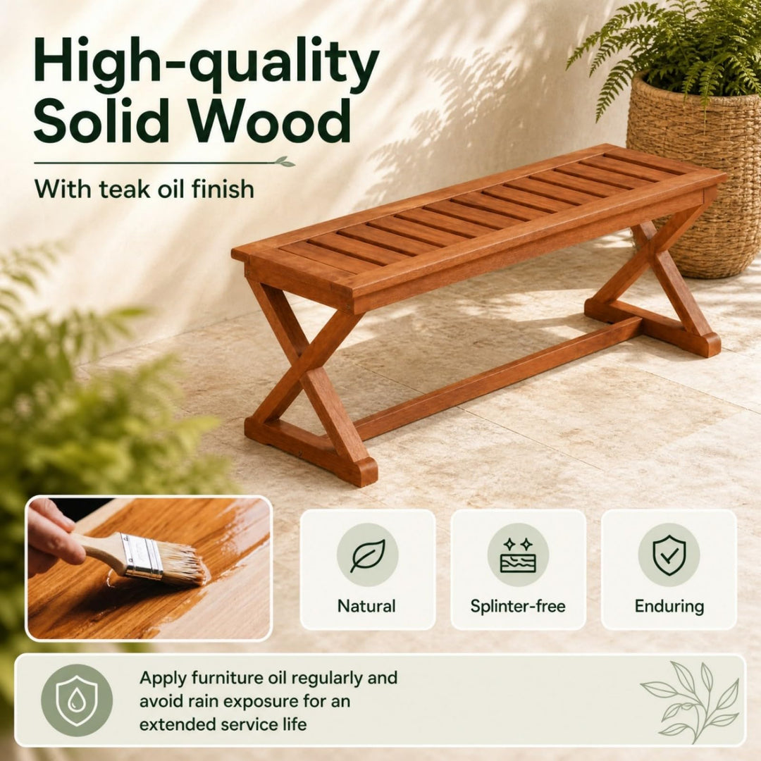 GIANTEX 44" Solid Wood Outdoor Bench with Cross Legs (1/2)