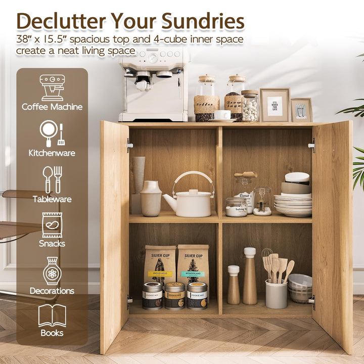 Giantex 38" Modern Storage Cabinet with 2 Doors and 4 Cubic Shelves