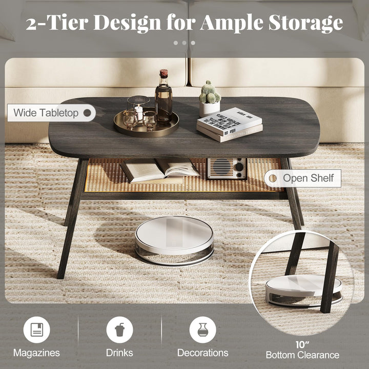 Giantex Rattan Coffee Table for Living Room