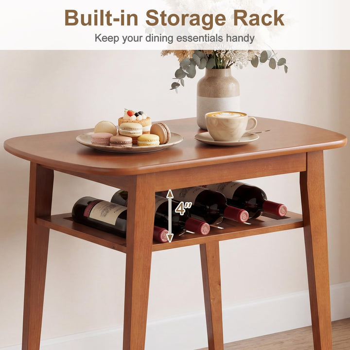 Giantex Space Saving Kitchen Table and Chairs Set w/Rubber Wood Frame