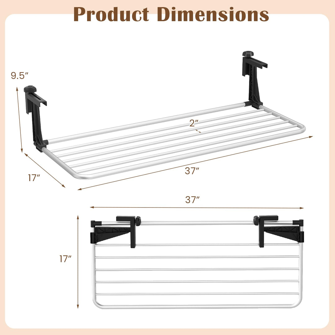 Giantex Aluminum Hanging Laundry Rack with Adjustable and Foldable Brackets (37" L)