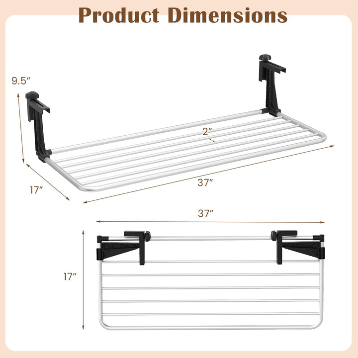 Giantex Aluminum Hanging Laundry Rack with Adjustable and Foldable Brackets (37" L)