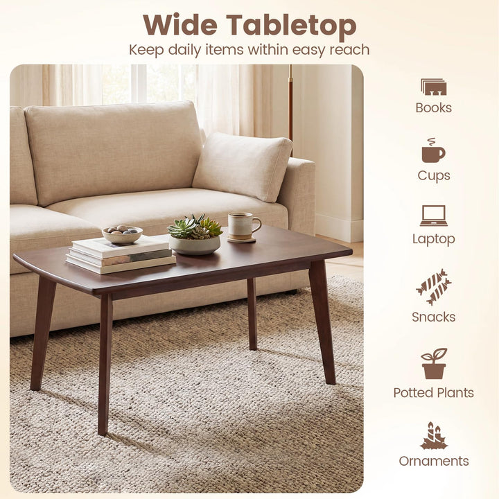 Giantex 34.5" Solid Wood Coffee Table with Tapered Legs