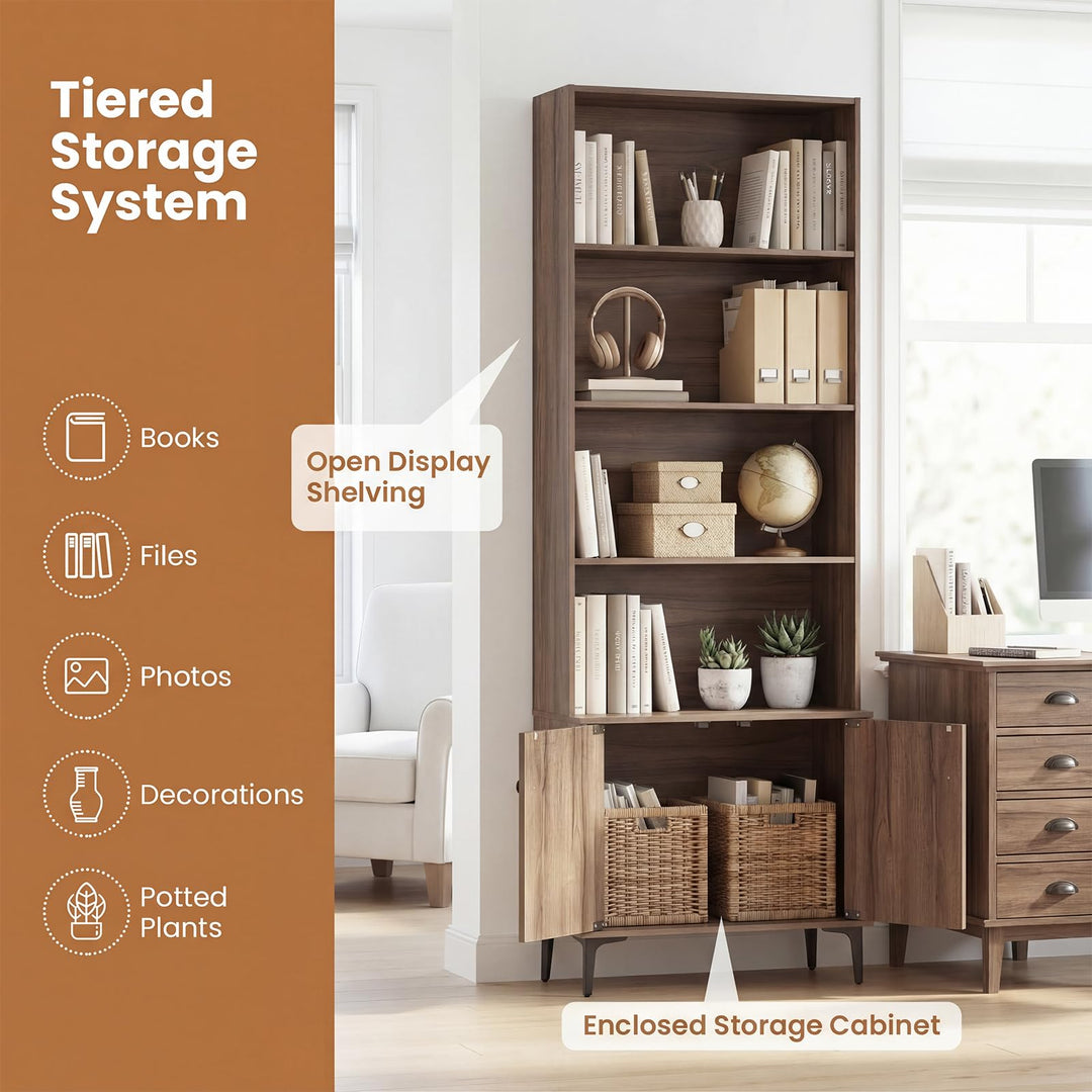 Giantex 68.5" Tall Bookcases and Bookshelves with 2 Doors