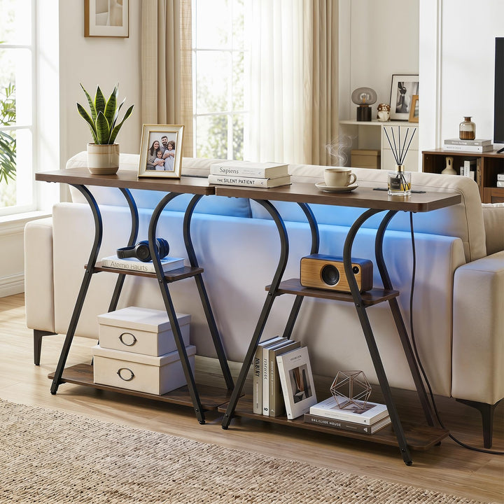 Giantex 32" 3-Tier Narrow Console Table with LED Lights