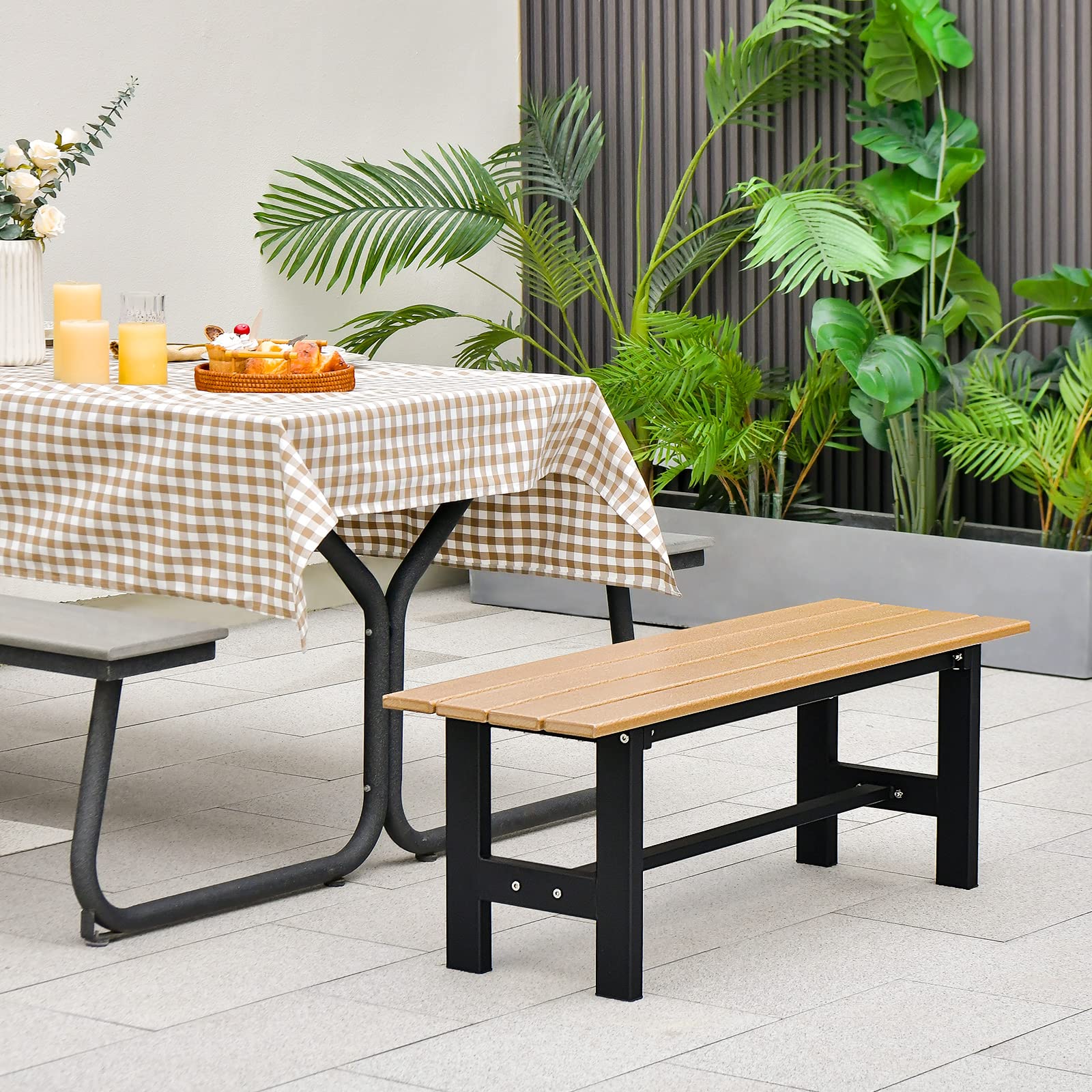 Giantex 2-Person Outdoor Bench Seat - Backless Patio Garden Bench