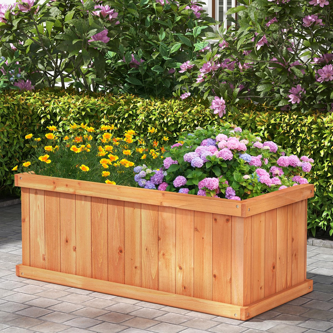 Giantex Raised Garden Bed, 31”x14”x12” Wooden Planter Box with 4 Drainage Holes